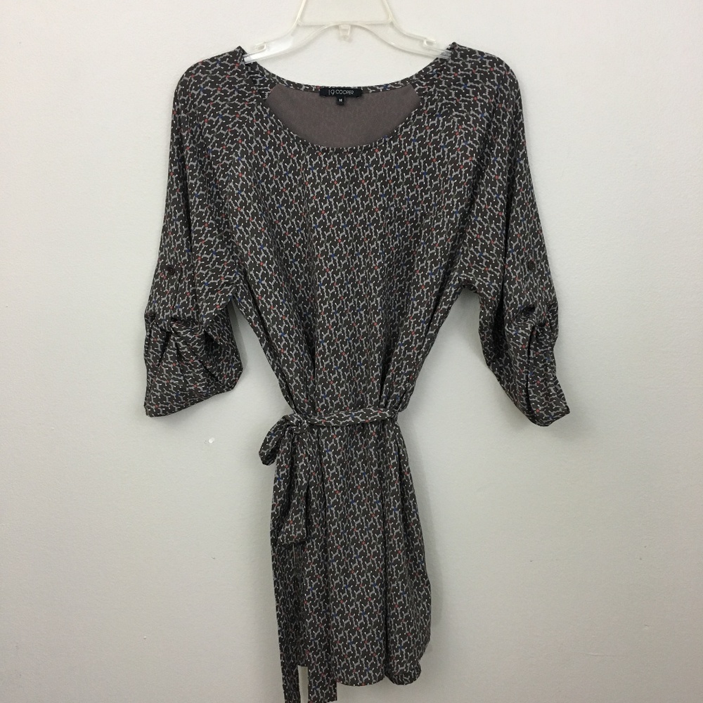 19 Cooper Gray Print Belted Mini Dress